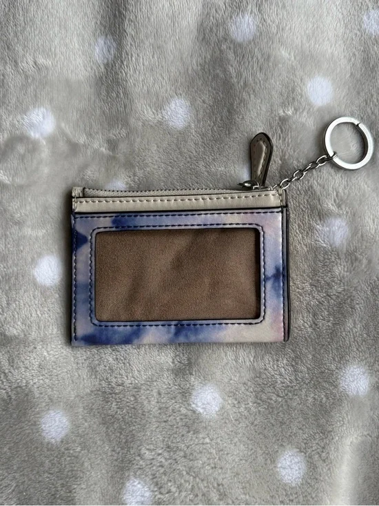 Coach Tie-Dye Card Case Keyring - Cream, Blue & Brown - Picture 2 of 3